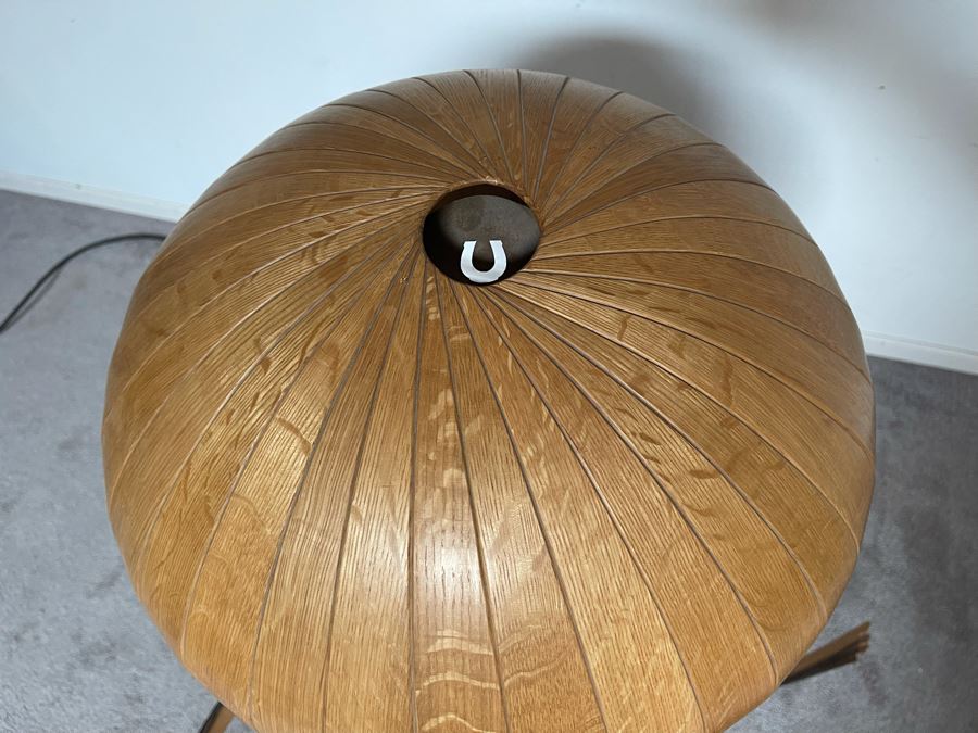 Large One-Of-A-Kind Studio Sculptural Jelly Fish Freestanding Floor Lamp Spring Made Of Wood, Metal And Tequilla Cask Base - Projects Horseshoe On Ceiling 3'W X 40'H [Photo 6]