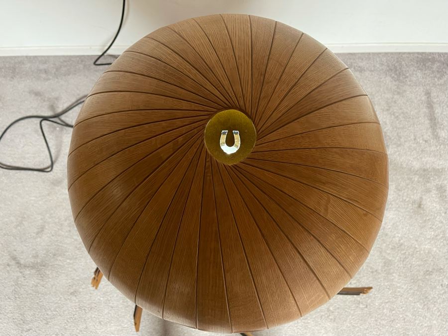 Large One-Of-A-Kind Studio Sculptural Jelly Fish Freestanding Floor Lamp Spring Made Of Wood, Metal And Tequilla Cask Base - Projects Horseshoe On Ceiling 3'W X 40'H [Photo 11]