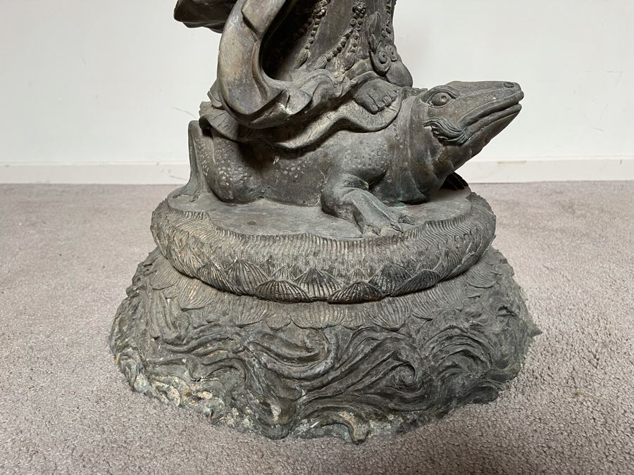 Large 42' Tall Chinese Bronze Standing Guan Yin Buddha Statue Standing On Toad Standing On Lotus Pedestal 19'W X 42'H [Photo 28]
