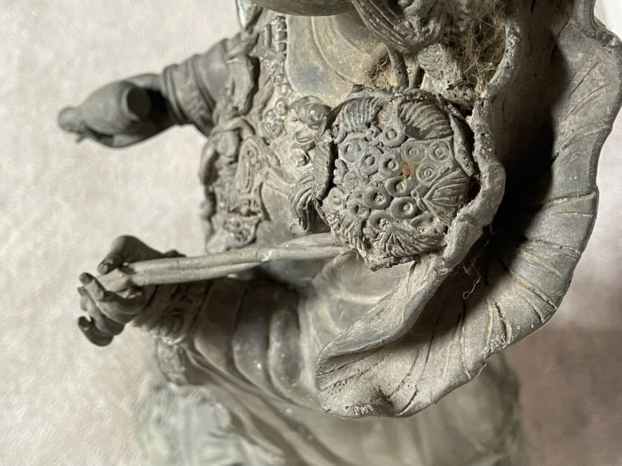 Large 42' Tall Chinese Bronze Standing Guan Yin Buddha Statue Standing On Toad Standing On Lotus Pedestal 19'W X 42'H [Photo 23]