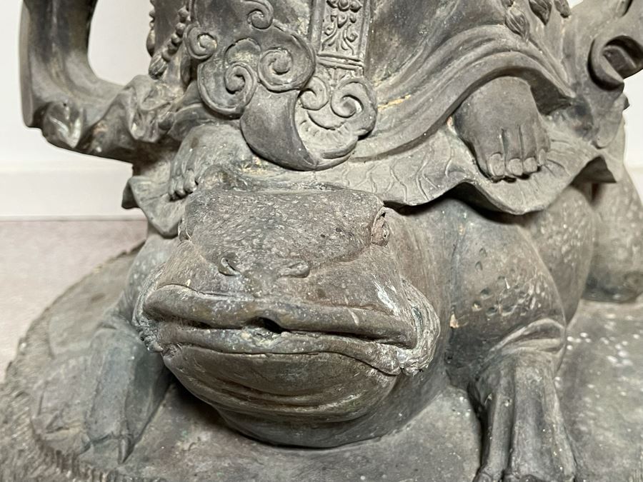 Large 42' Tall Chinese Bronze Standing Guan Yin Buddha Statue Standing On Toad Standing On Lotus Pedestal 19'W X 42'H [Photo 21]