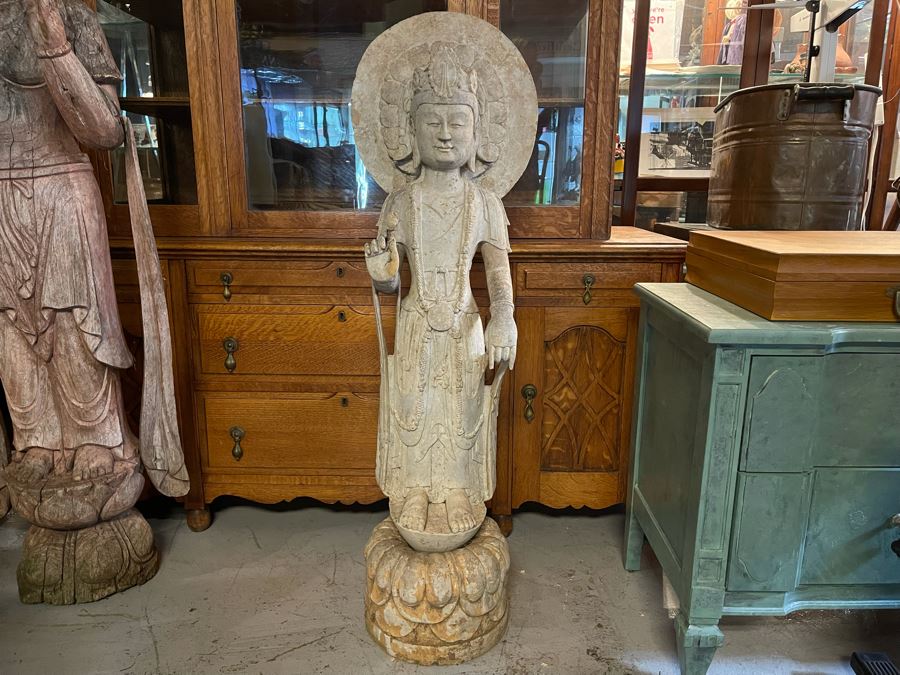 Vintage Chinese Stone Standing Buddha [Photo 3]