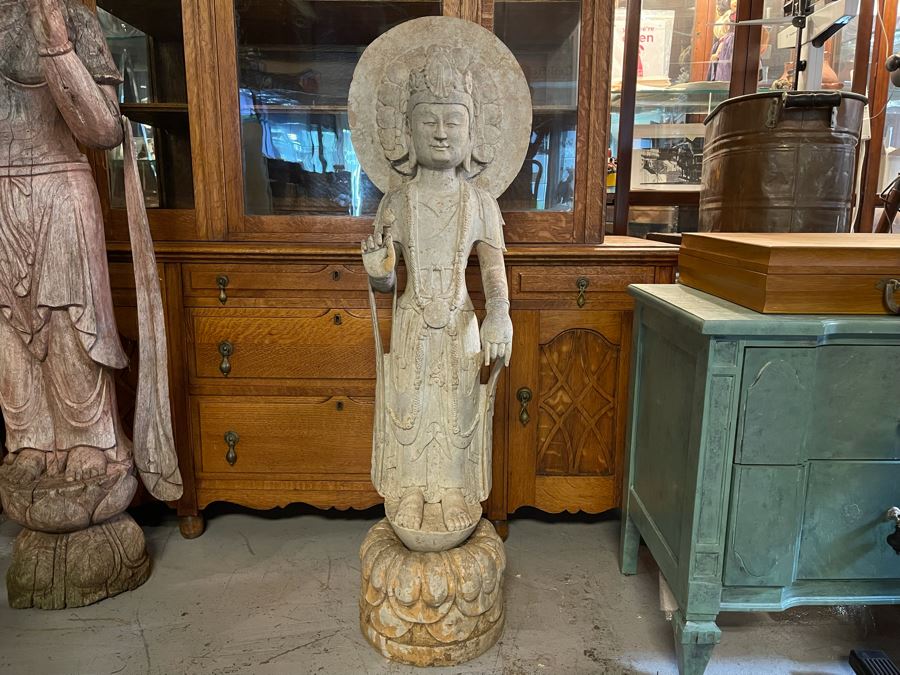 Vintage Chinese Stone Standing Buddha [Photo 2]