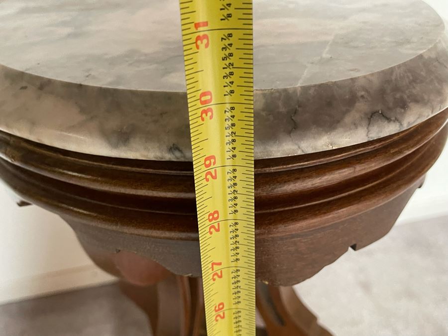 Eastlake Victorian Marble Top Side Table Fern Stand 18W X 14D X 30H [Photo 9]