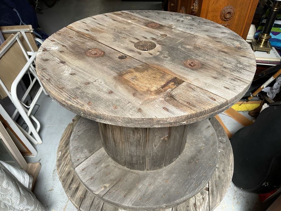 Pair Of Wooden Cable Spools 29.5R And 35R [Photo 5]