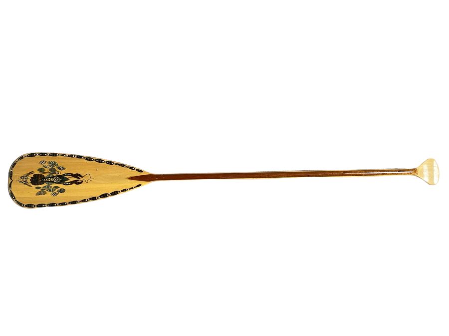 5' Wooden Oar With Handcrafted Feather Design [Photo 2]
