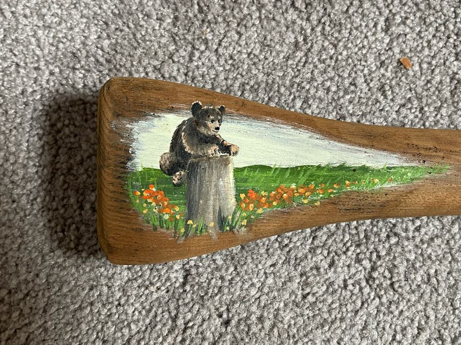 (3) Vintage Wooden Oars Paddles Including One Hand Painted Oar By Lampella 5'L And 4.5'L [Photo 9]