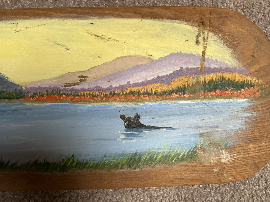 (3) Vintage Wooden Oars Paddles Including One Hand Painted Oar By Lampella 5'L And 4.5'L [Photo 5]