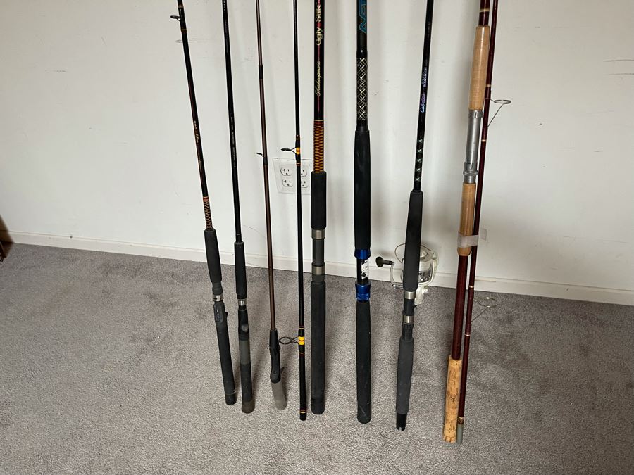 Collection Of Salt Water Fishing Poles And One Fishing Reel Including AVET Graphite Rod, NFT, Shakespeare [Photo 13]