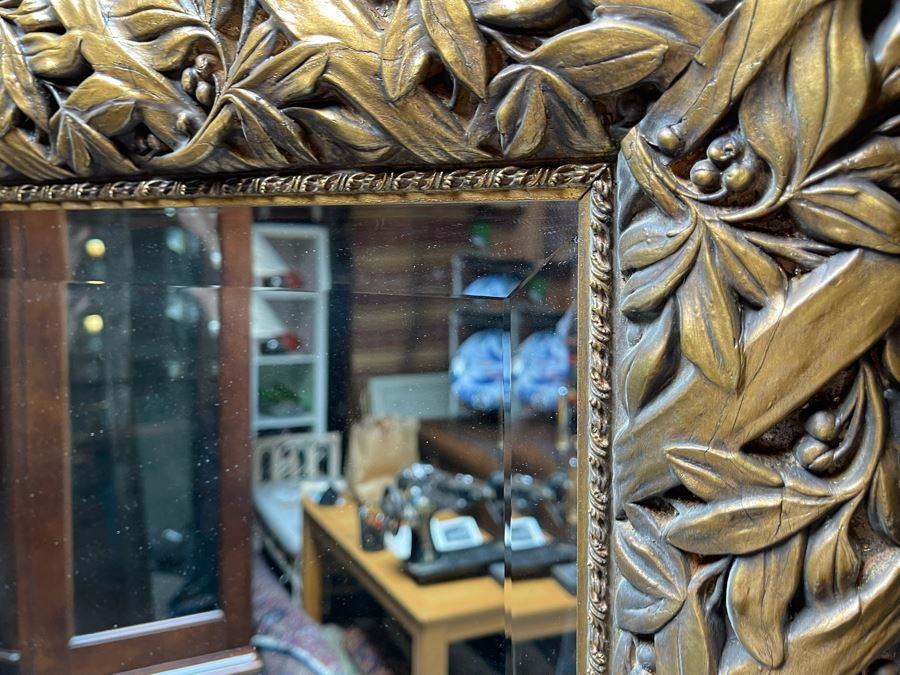 Large Gilt Wooden Beveled Glass Wall Mirror 67 X 44 [Photo 4]