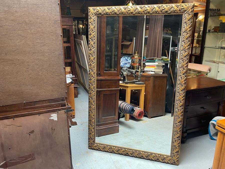 Large Gilt Wooden Beveled Glass Wall Mirror 67 X 44 [Photo 3]