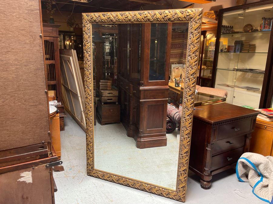 Large Gilt Wooden Beveled Glass Wall Mirror 67 X 44 [Photo 8]
