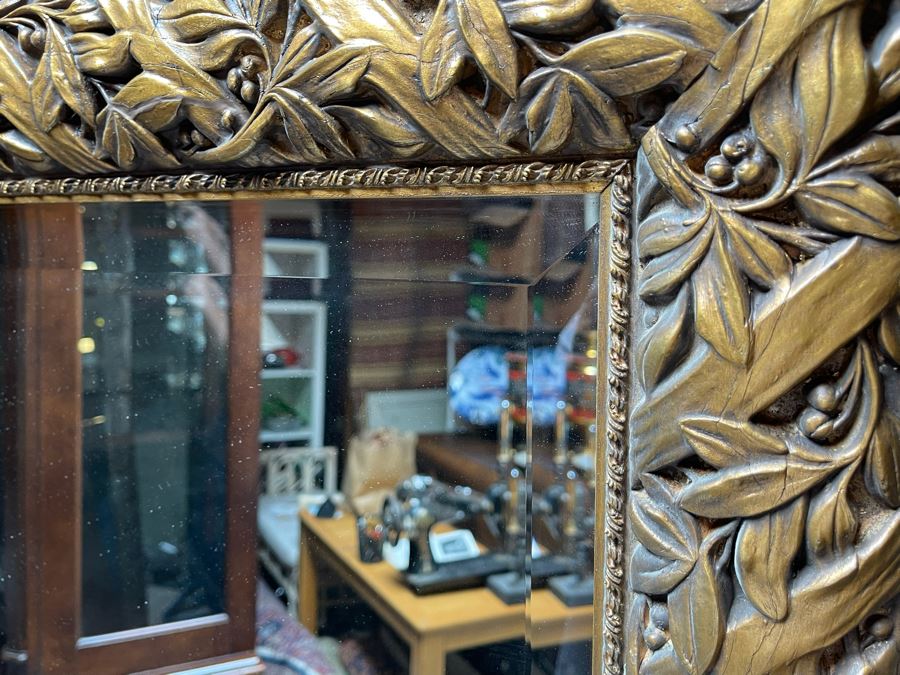 Large Gilt Wooden Beveled Glass Wall Mirror 67 X 44 [Photo 5]