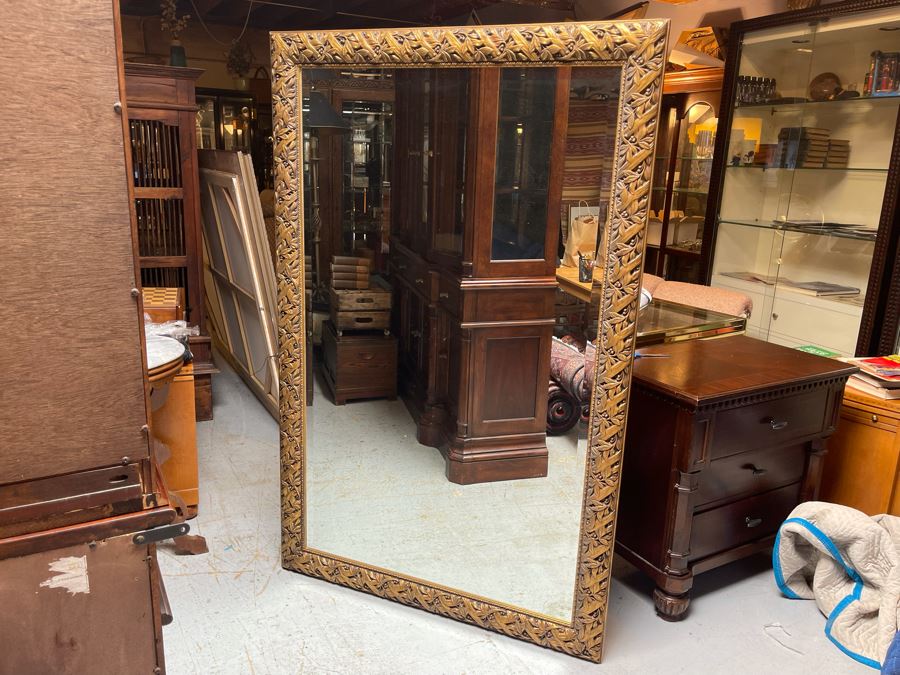 Large Gilt Wooden Beveled Glass Wall Mirror 67 X 44 [Photo 7]