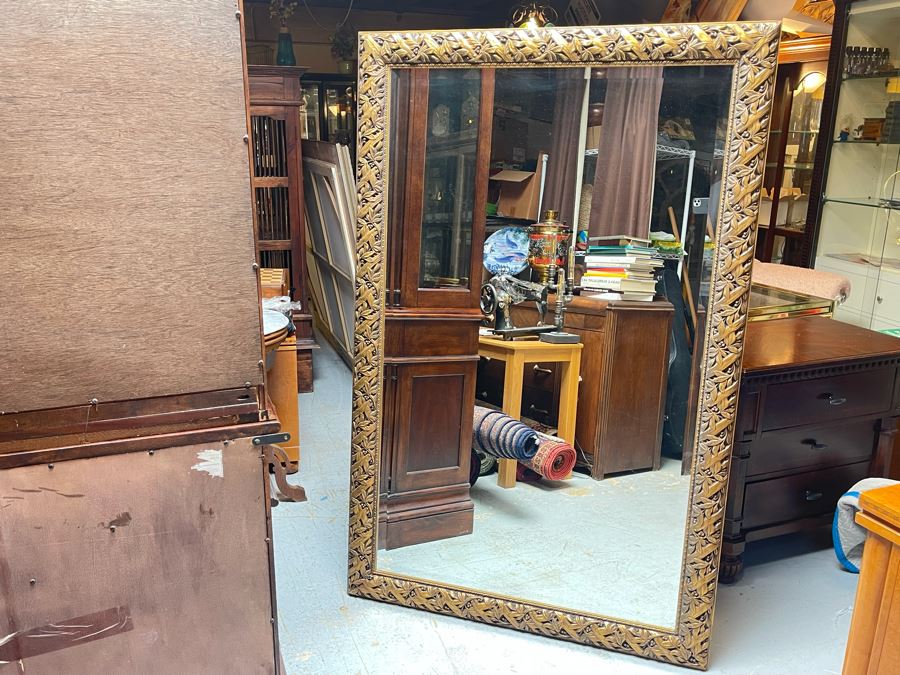 Large Gilt Wooden Beveled Glass Wall Mirror 67 X 44 [Photo 2]
