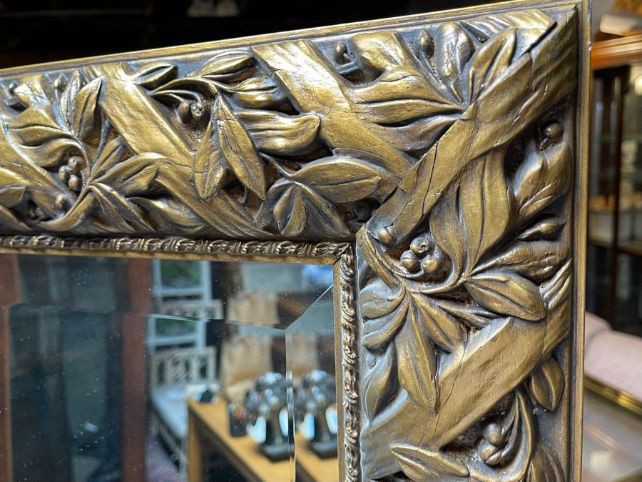 Large Gilt Wooden Beveled Glass Wall Mirror 67 X 44 [Photo 6]