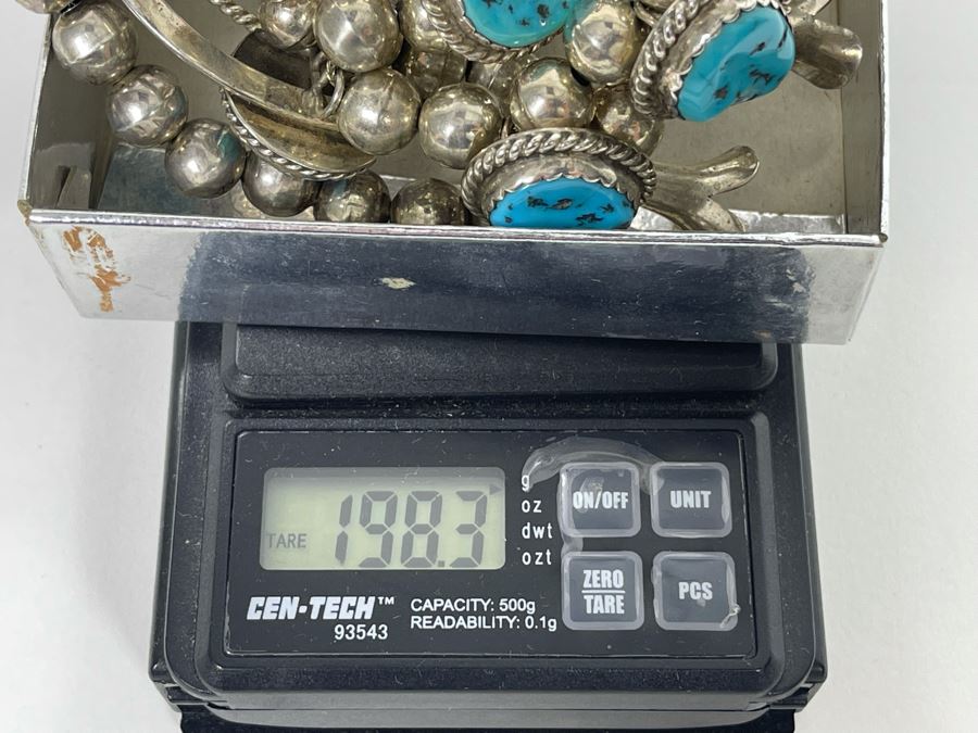 Vintage Native American Squash Blossom Necklace Sterling Silver Turquoise Signed LK Lucian Koinva Hopi 198.3g [Photo 15]