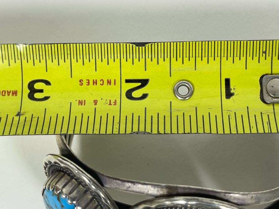 Vintage Redwater Native American Navajo Sterling Silver Turquoise Cuff Bracelet Window Rock AZ 2.5W 78.3g [Photo 11]