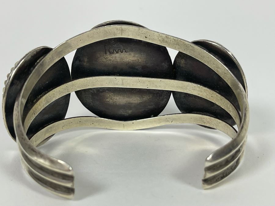 Vintage Redwater Native American Navajo Sterling Silver Turquoise Cuff Bracelet Window Rock AZ 2.5W 78.3g [Photo 8]