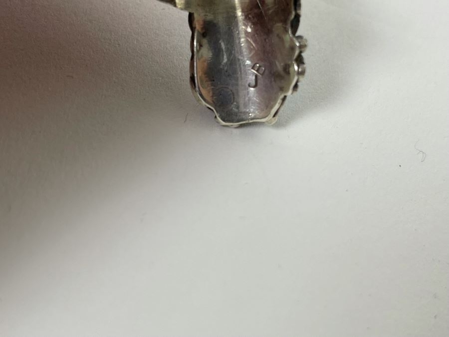 Vintage Native American Sterling Silver Turquoise Ring Signed JB Jerome Begay? Size 8.25  [Photo 10]