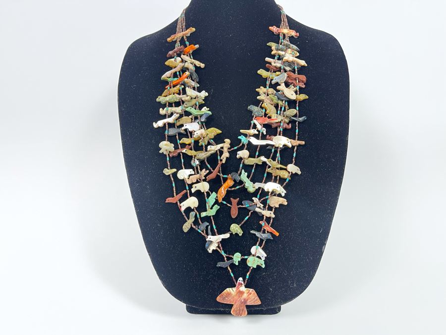 Carved Fetish 7-Strand Native American 36' Necklace [Photo 3]