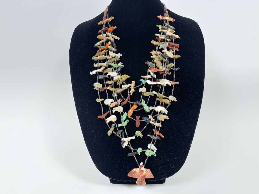 Carved Fetish 7-Strand Native American 36' Necklace [Photo 2]