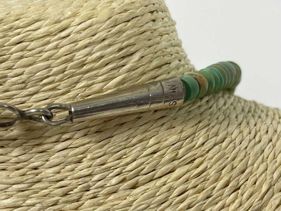 Orlando Crespin Sterling Silver Turquoise Pendant Turquoise Beaded 21' Necklace Signed O. Crespin 130g [Photo 11]