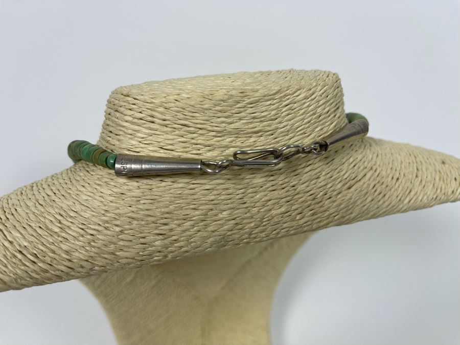 Orlando Crespin Sterling Silver Turquoise Pendant Turquoise Beaded 21' Necklace Signed O. Crespin 130g [Photo 9]