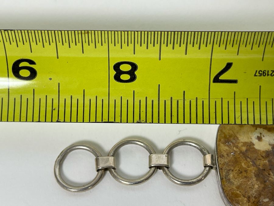 Vintage Mike Smith Native American Navajo Sterling Silver Brown Turquoise Jewelry Set Includes Necklace, Size 10 Ring, Earrings And 8.5L Bracelet 127g [Photo 29]