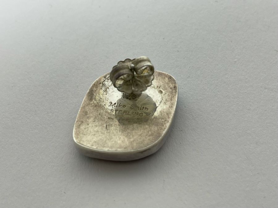 Vintage Mike Smith Native American Navajo Sterling Silver Brown Turquoise Jewelry Set Includes Necklace, Size 10 Ring, Earrings And 8.5L Bracelet 127g [Photo 24]