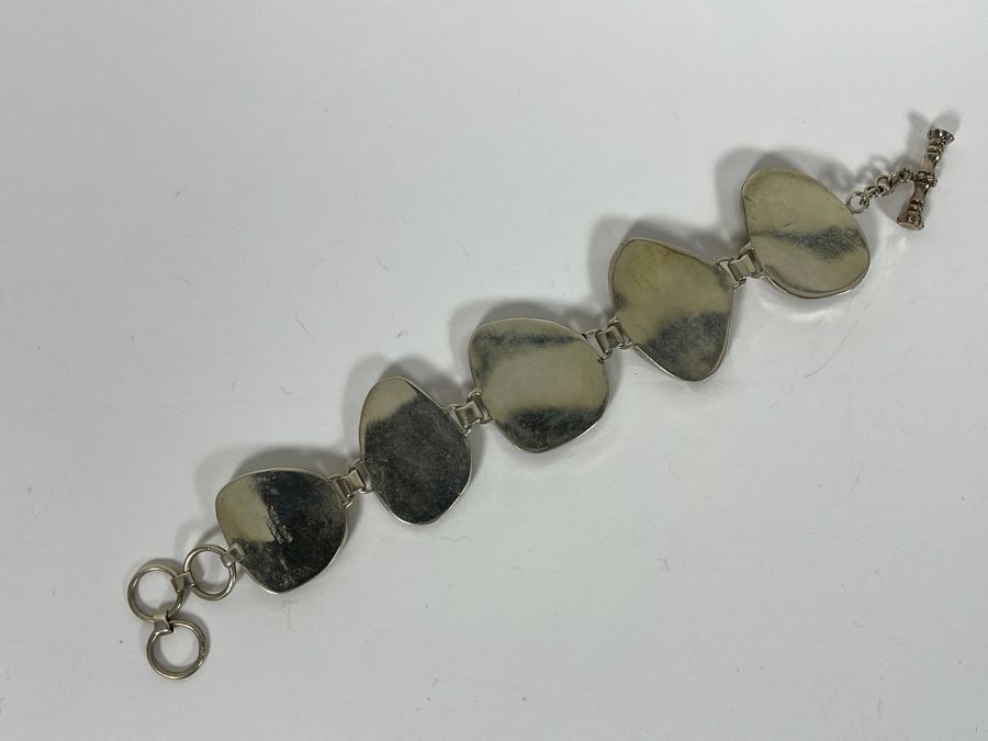 Vintage Mike Smith Native American Navajo Sterling Silver Brown Turquoise Jewelry Set Includes Necklace, Size 10 Ring, Earrings And 8.5L Bracelet 127g [Photo 10]