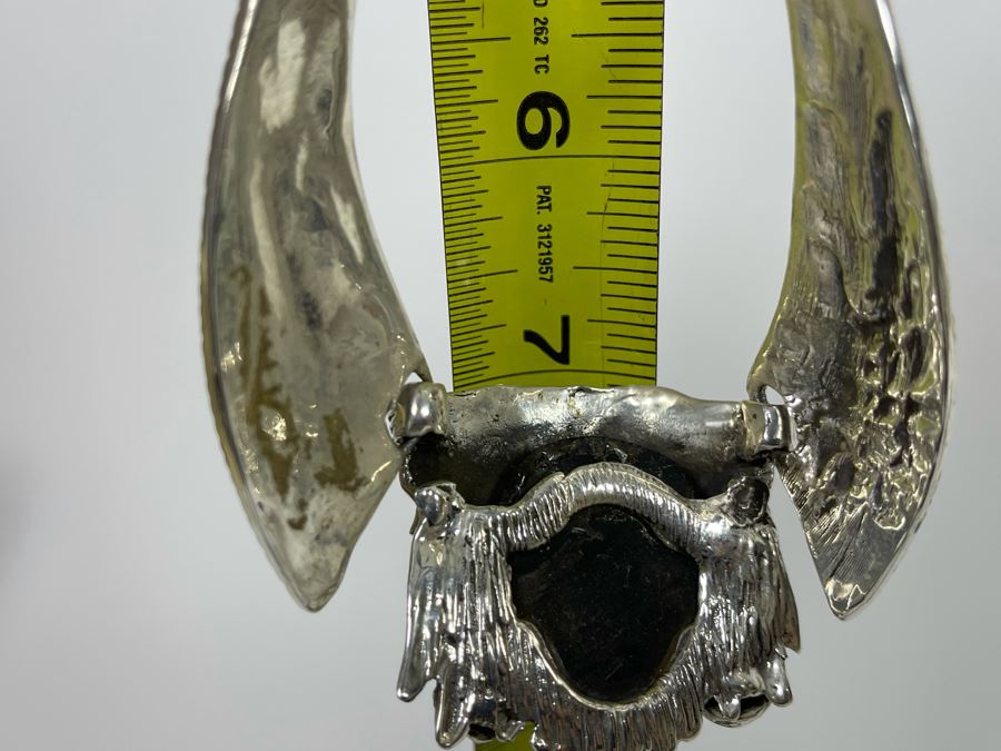 Sterling Silver And Carved Onyx 14' Necklace And 6' Bracelet From Mexico 173.1g [Photo 15]