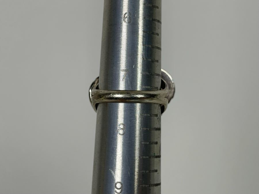 Vintage Native American Sterling Silver Turquoise 20' Necklace, 2.5W Cuff Bracelet, Ring And Matching Earrings Signed RD 201g Total Weight [Photo 14]