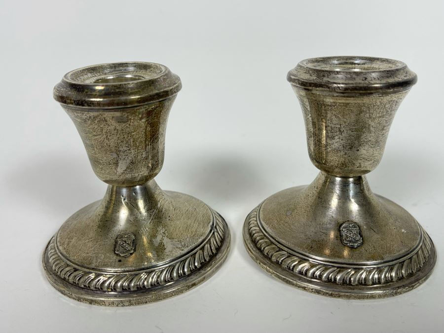 Pair Of Sterling Silver Weighted Candle Holders From Sorority 3H [Photo 2]