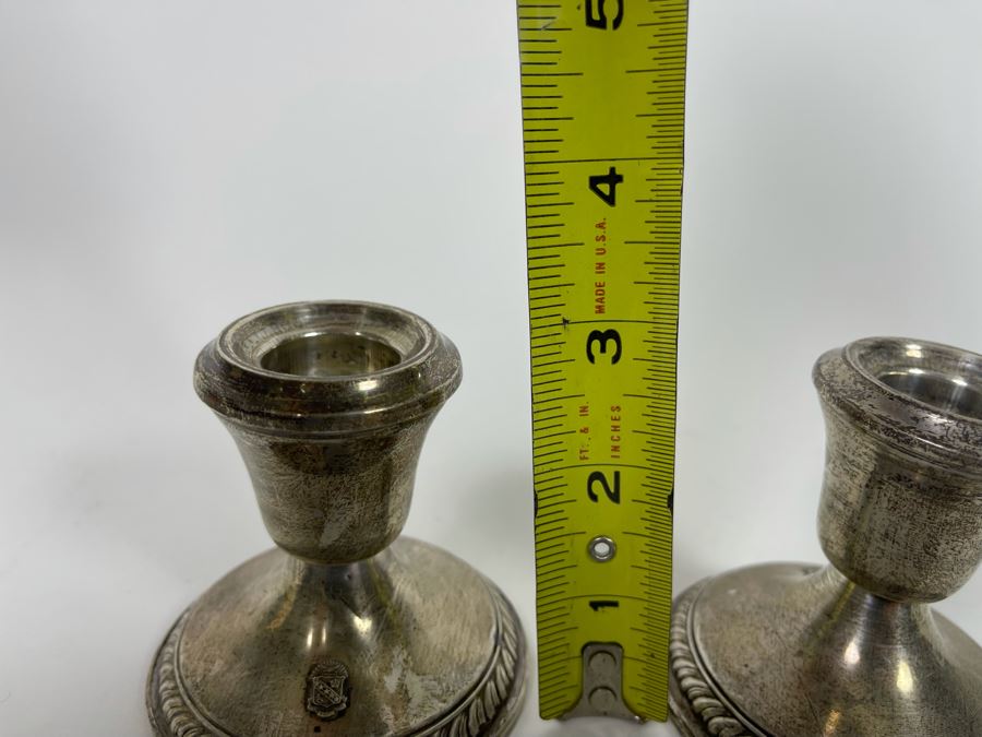 Pair Of Sterling Silver Weighted Candle Holders From Sorority 3H [Photo 9]