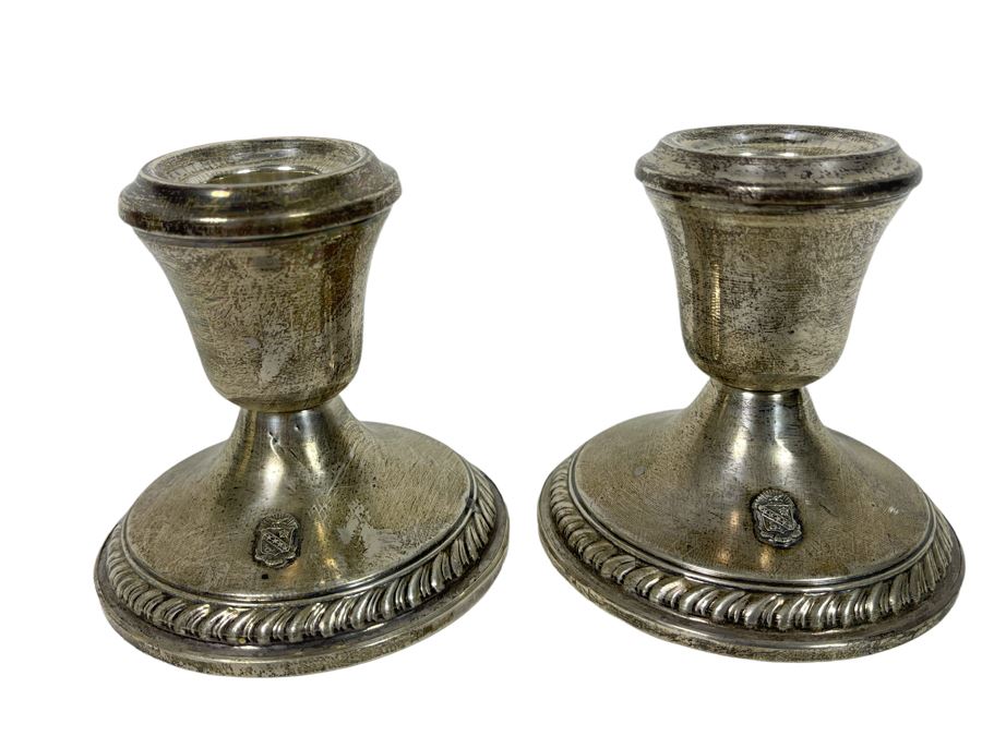 Pair Of Sterling Silver Weighted Candle Holders From Sorority 3H [Photo 1]