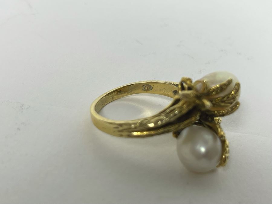 Large 14K Gold Pearl Ring Size 9.5 - 9g [Photo 8]