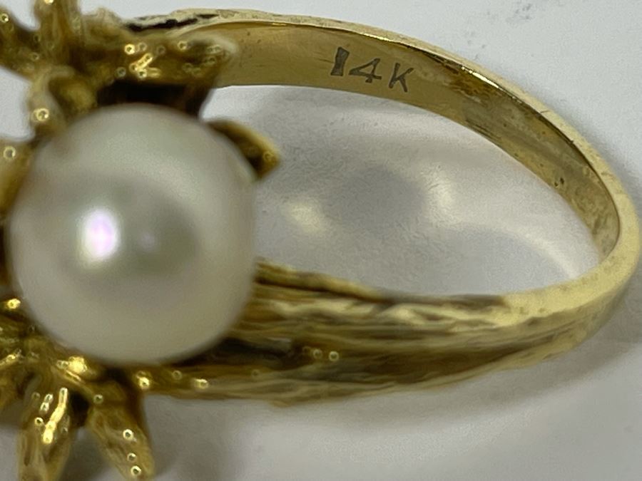 Large 14K Gold Pearl Ring Size 9.5 - 9g [Photo 12]