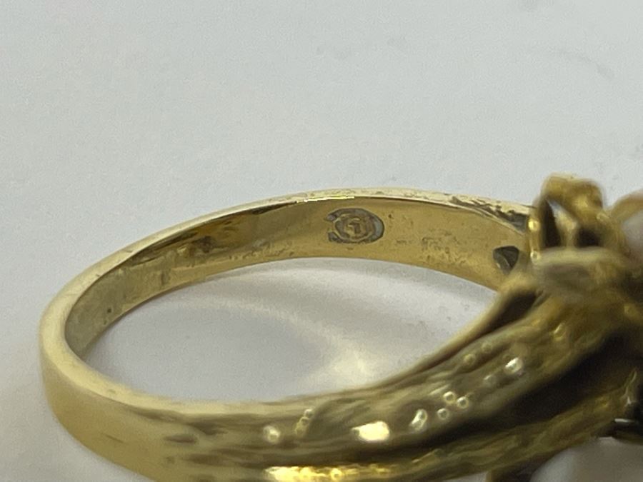 Large 14K Gold Pearl Ring Size 9.5 - 9g [Photo 10]