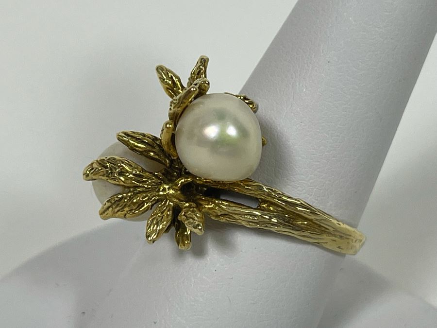 Large 14K Gold Pearl Ring Size 9.5 - 9g [Photo 3]