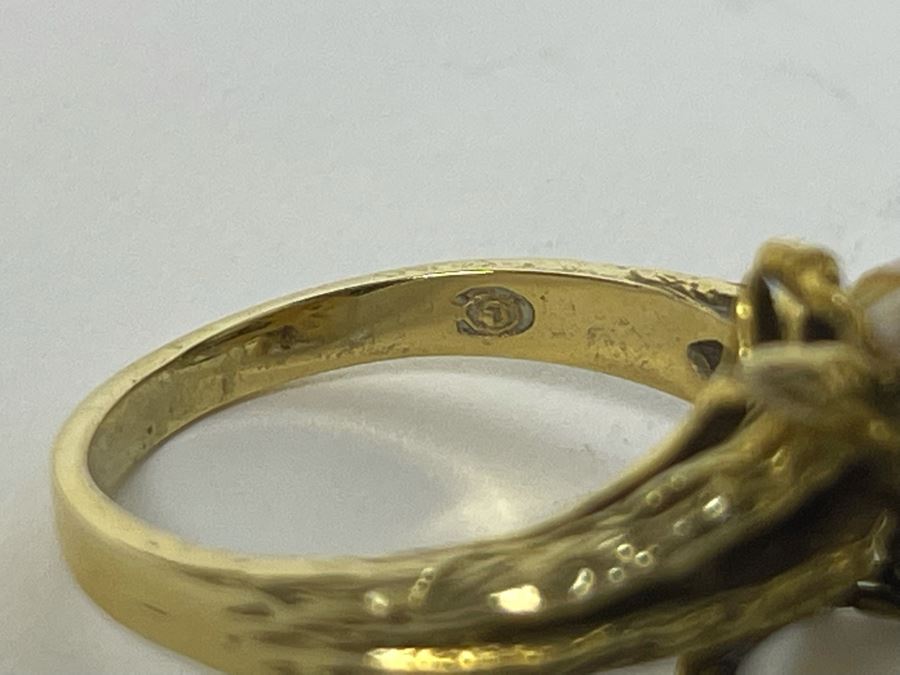 Large 14K Gold Pearl Ring Size 9.5 - 9g [Photo 9]