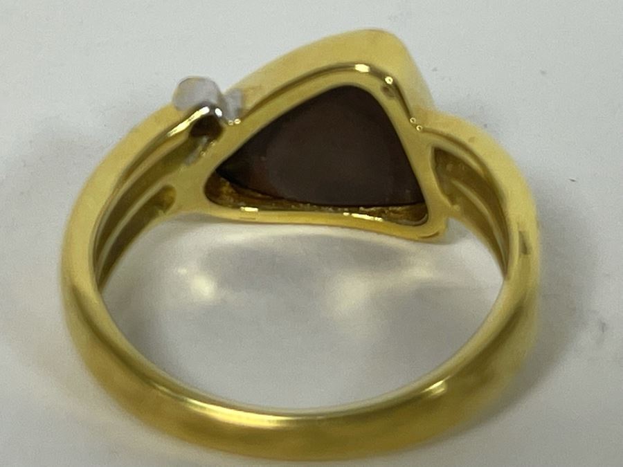 18K Gold Bezel Set Fine Quality Opal And Diamond Dress Ring Size 7.25 Appraised At $2,700 In 2003 [Photo 11]