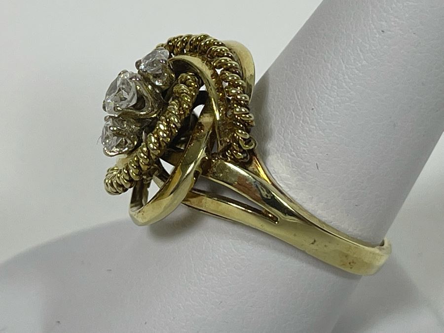 14K Gold Twisted Rope Diamond Ring Size 9.25 - 10.9g [Photo 8]