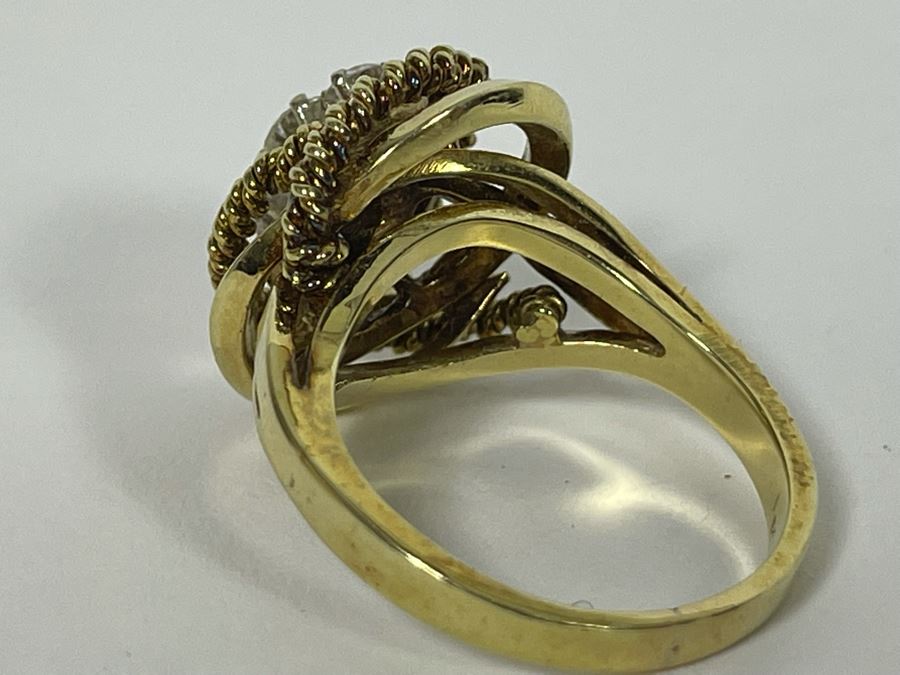 14K Gold Twisted Rope Diamond Ring Size 9.25 - 10.9g [Photo 12]