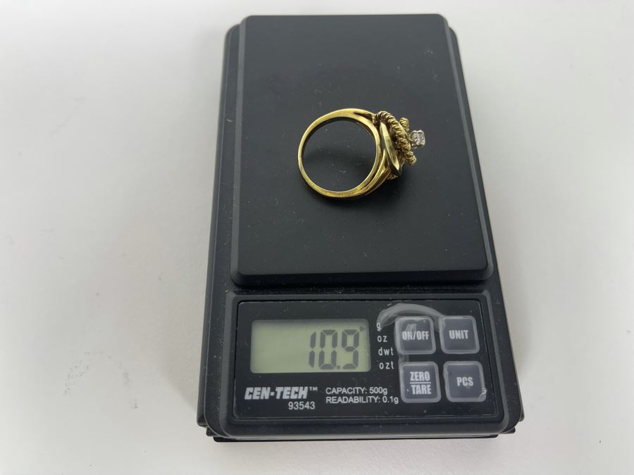 14K Gold Twisted Rope Diamond Ring Size 9.25 - 10.9g [Photo 16]