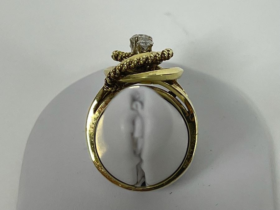 14K Gold Twisted Rope Diamond Ring Size 9.25 - 10.9g [Photo 9]