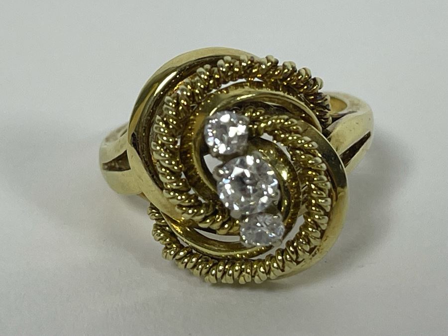 14K Gold Twisted Rope Diamond Ring Size 9.25 - 10.9g [Photo 10]