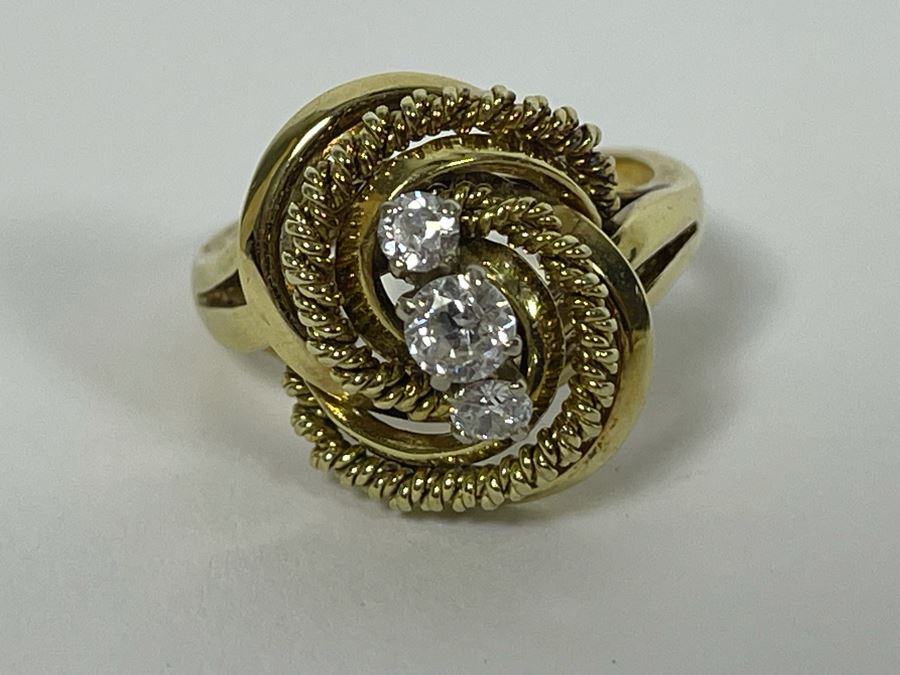 14K Gold Twisted Rope Diamond Ring Size 9.25 - 10.9g [Photo 11]