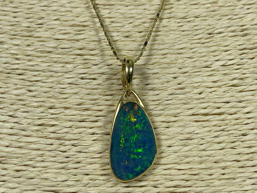 18K Gold Fire Opal Pendant With 14K Gold 20' Necklace 7.7g [Photo 3]