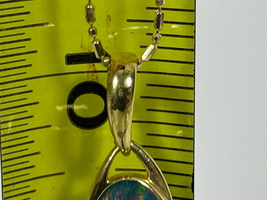 18K Gold Fire Opal Pendant With 14K Gold 20' Necklace 7.7g [Photo 24]